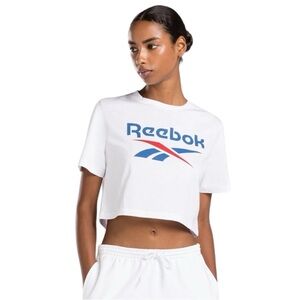 Reebok NWT Women’s Identity Big Logo Cropped T-Shirt in White Size XS NEW